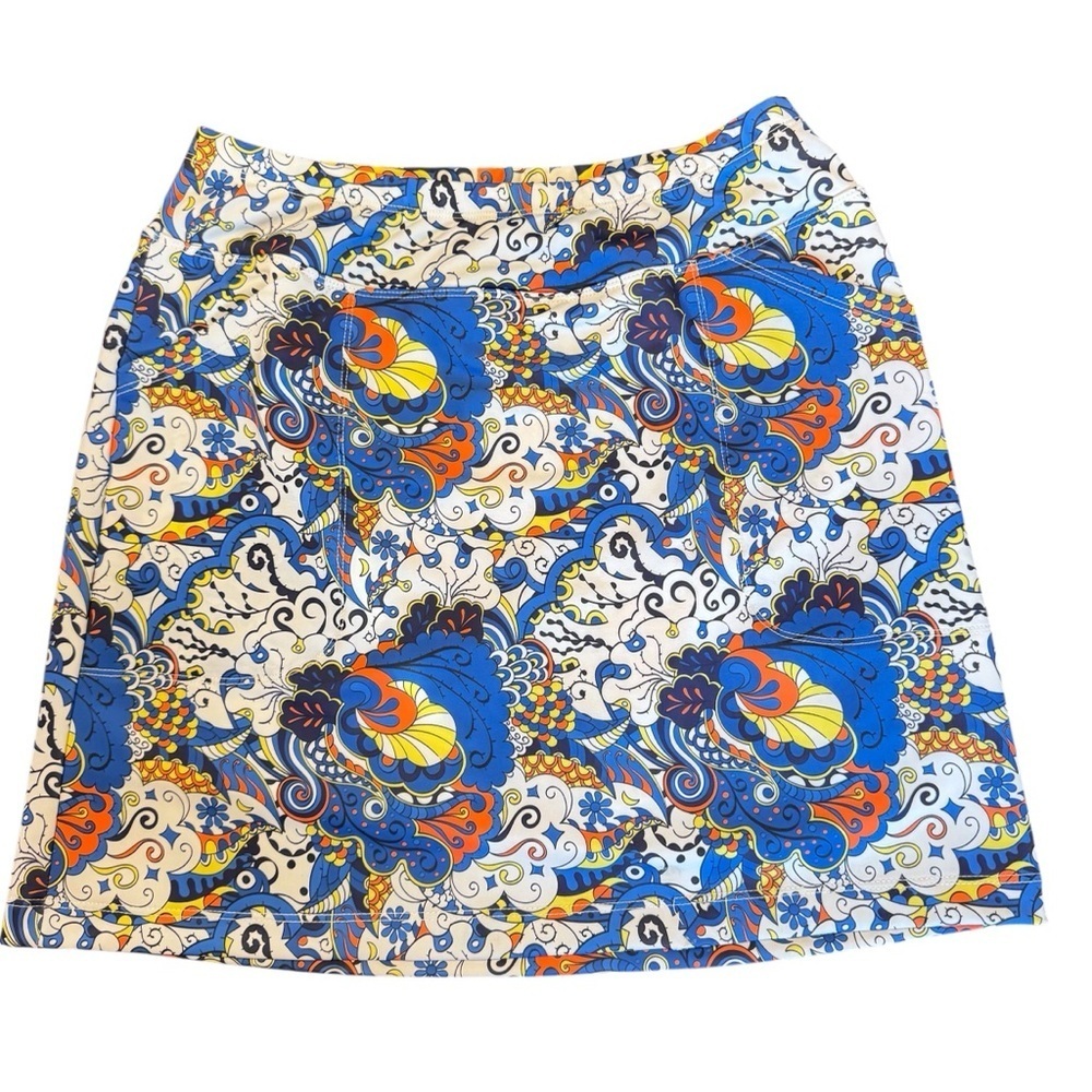 B-SKINZ Performance Stretch Royal Blue Abstract Paisley Pocketed Golf Skort Sz S